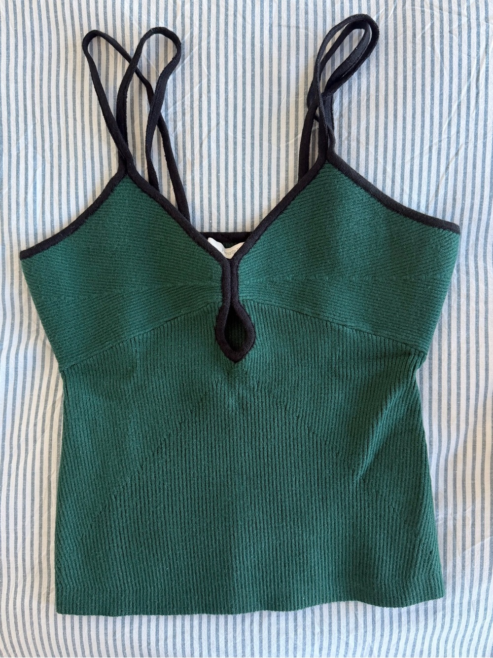 Favorite Daughter Emerald Green Ribbed Cami with Black Trim